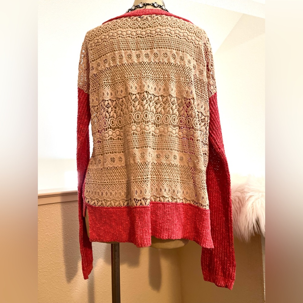 EUC M Free People Crochet Knit Sweater - Picture 4 of 9
